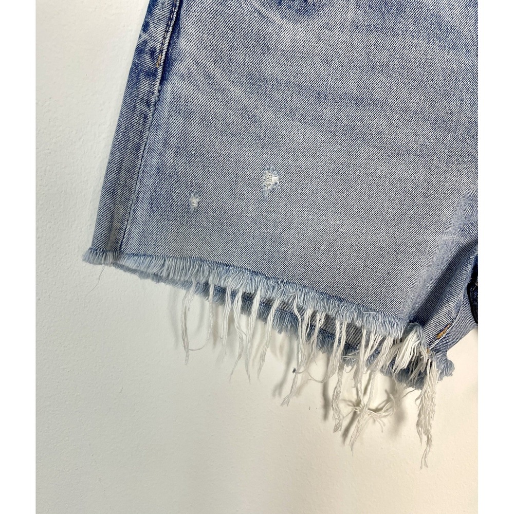 New! MOUSSY VINTAGE Mathews Cut Off Short Light Blue Distressed Raw Hem Denim 28 - Picture 3 of 16